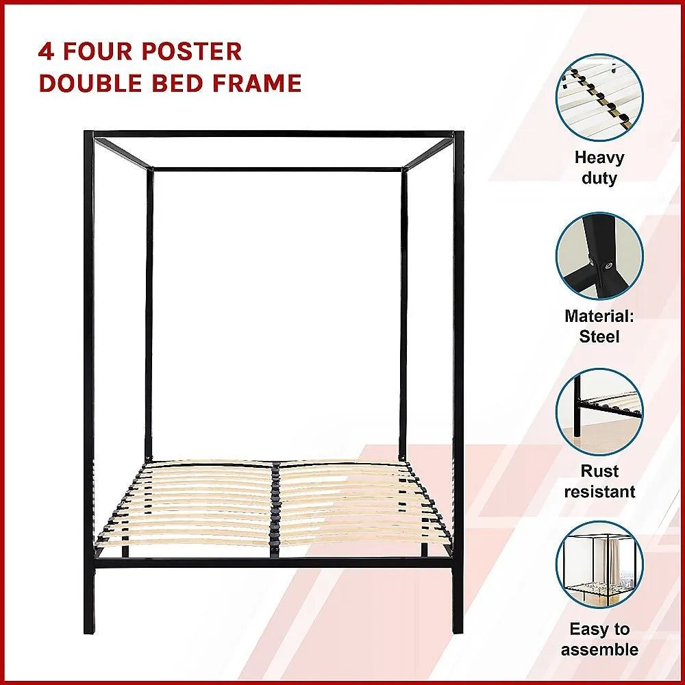 4 Poster Double Bed Frame Black