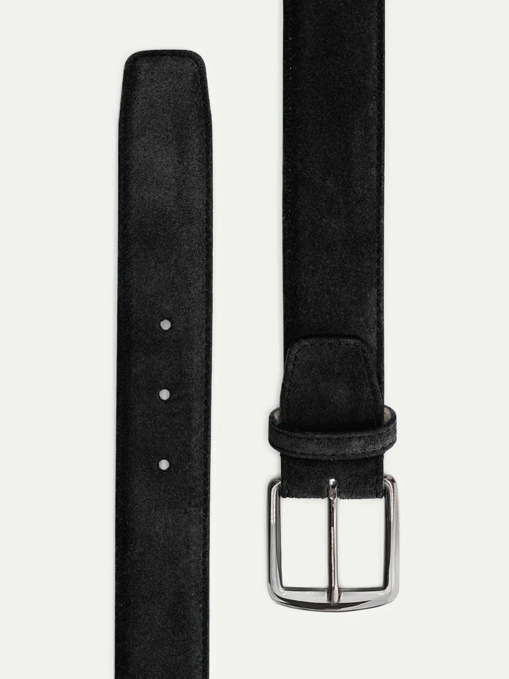 Mens Premium Black Suede Leather Belt for Versatile Style