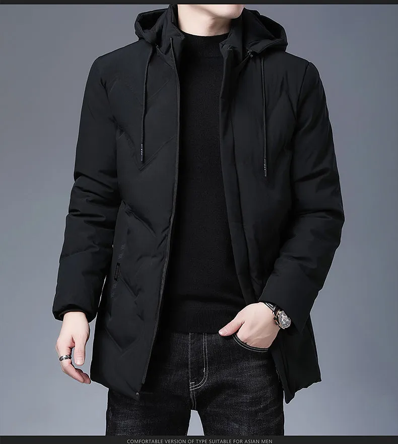 Brand Hooded Casual Fashion Long Thicken Outwear Parkas Jacket Men Winter Windbreaker Coats Men Clothing