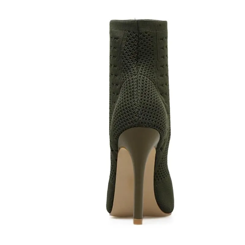 ChicKnit Exotic Cut-out High Heel Ankle Boots