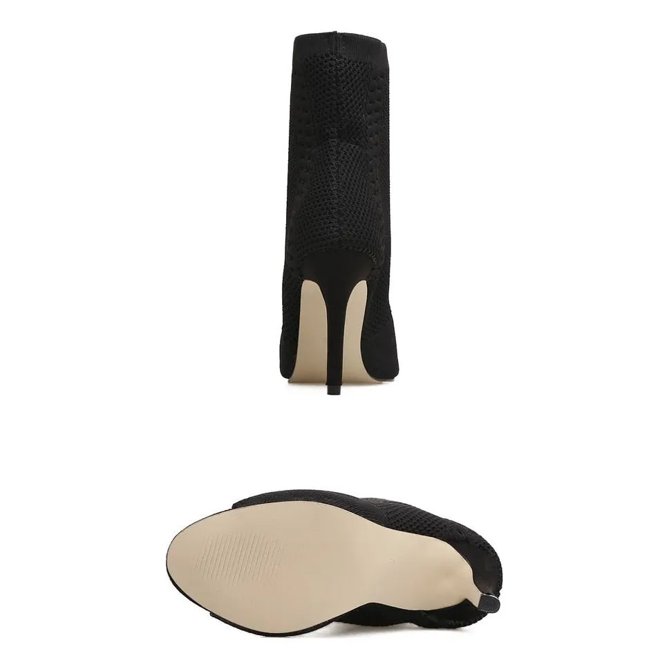 ChicKnit Exotic Cut-out High Heel Ankle Boots