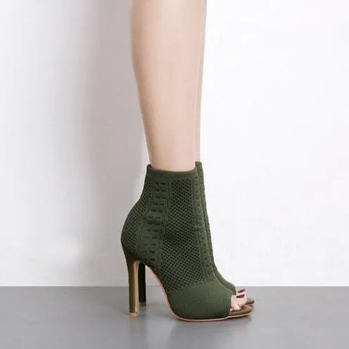 ChicKnit Exotic Cut-out High Heel Ankle Boots