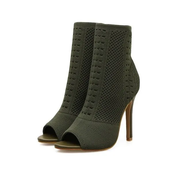 ChicKnit Exotic Cut-out High Heel Ankle Boots