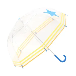 Clear Umbrella With Blue Star And Yellow Trim Clear Umbrella With Blue Star And Yellow Trim