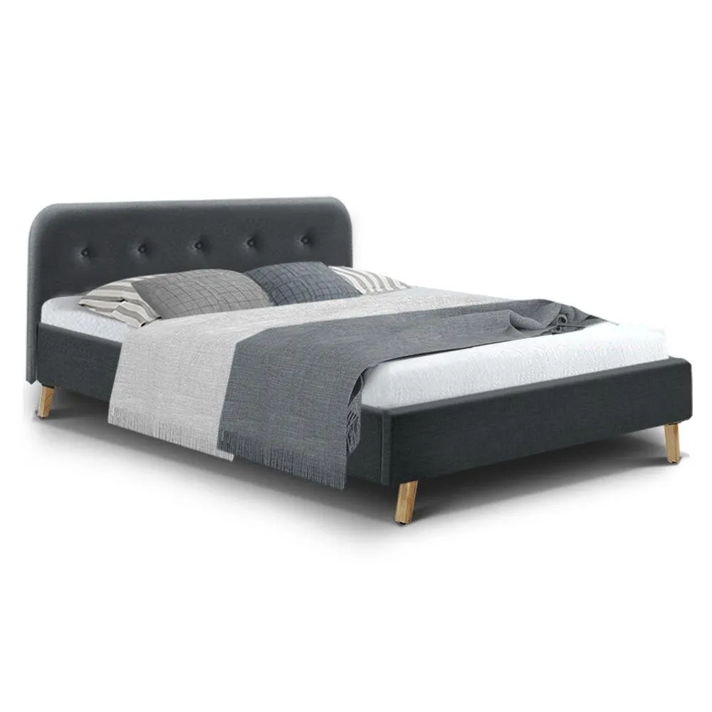 Double Package | Tarcoola Bed Charcoal & Glay Bonnell Spring Mattress (Medium Firm)