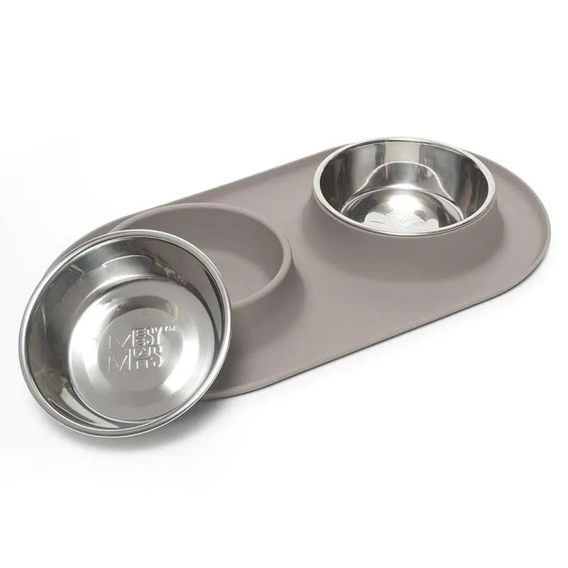 Double Silicone Dog Feeder with Stainless Bowls, Large, 3 Cups Per Bowl