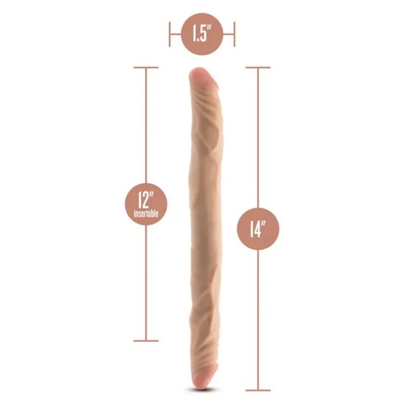 Beige Posable Double Dong - 14-inch, by Dr. Skin Plus