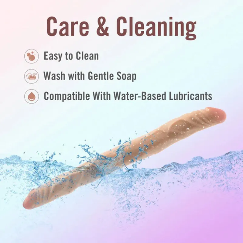 Beige Posable Double Dong - 14-inch, by Dr. Skin Plus