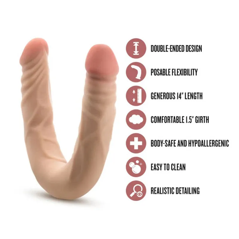 Beige Posable Double Dong - 14-inch, by Dr. Skin Plus