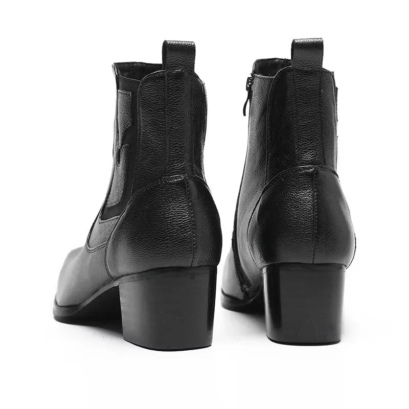 Exotic Serpent Leather Zipper Dress Boots