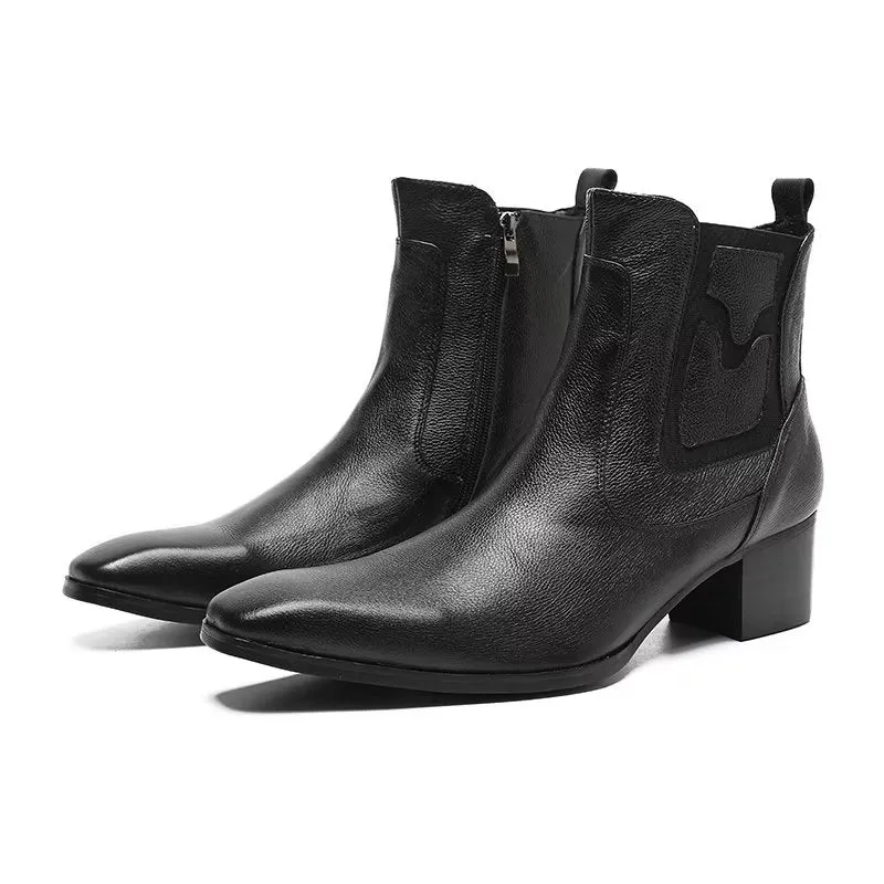 Exotic Serpent Leather Zipper Dress Boots