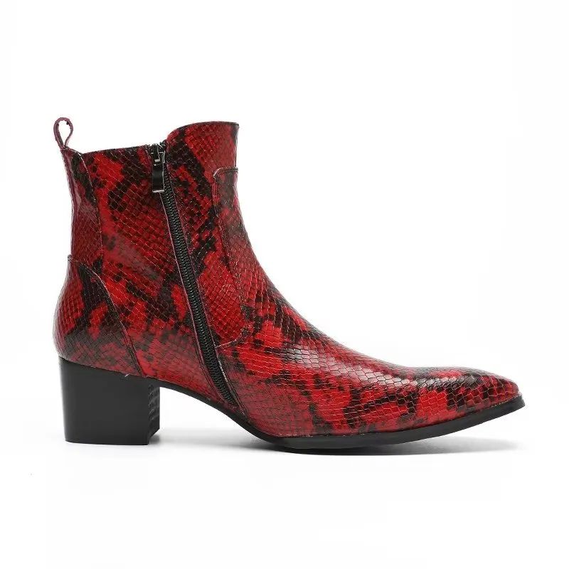 Exotic Serpent Leather Zipper Dress Boots