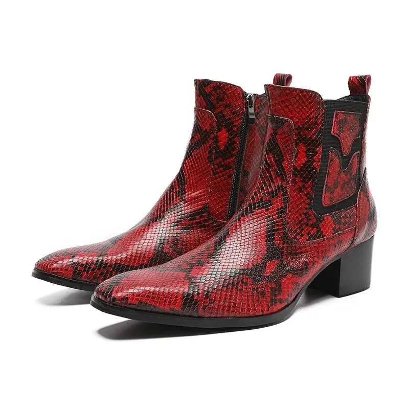 Exotic Serpent Leather Zipper Dress Boots