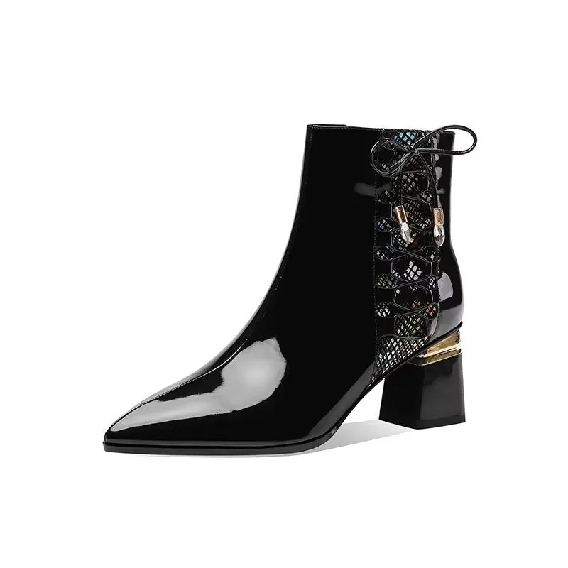 LuxeLeather Chic Pointed Ankle Boots