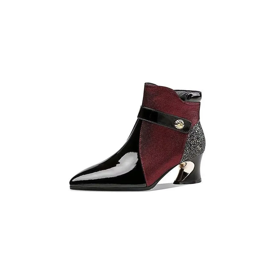 LuxeLeather Exotic Pointed Toe Ankle Boots