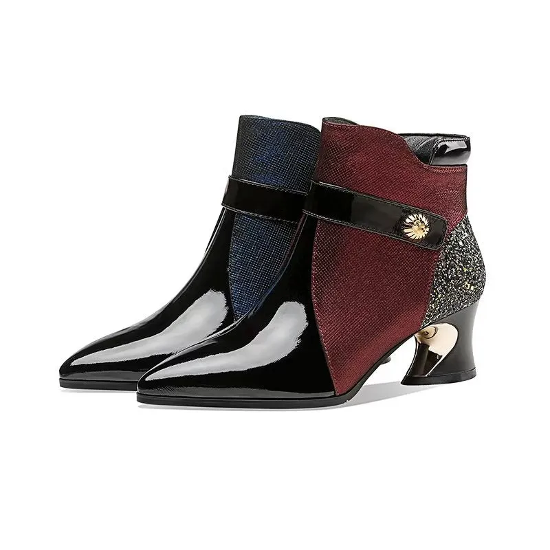LuxeLeather Exotic Pointed Toe Ankle Boots