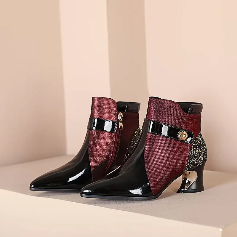 LuxeLeather Exotic Pointed Toe Ankle Boots