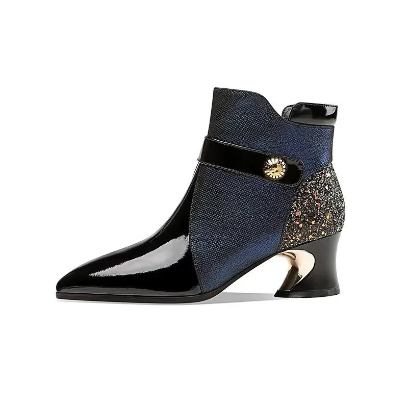 LuxeLeather Exotic Pointed Toe Ankle Boots