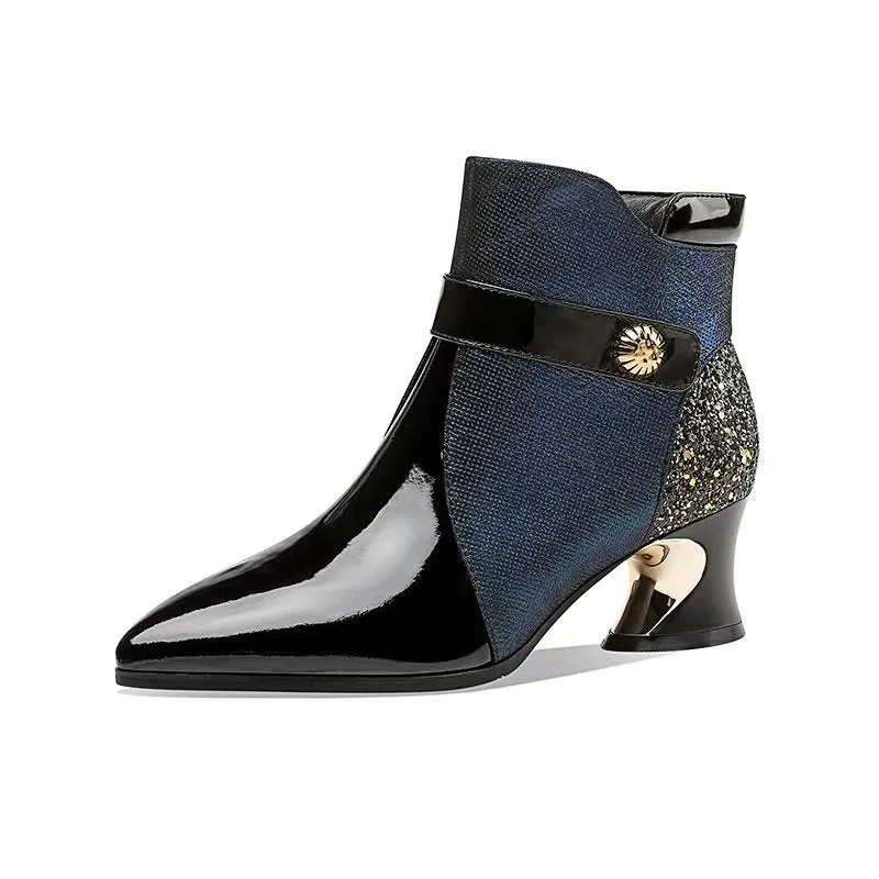 LuxeLeather Exotic Pointed Toe Ankle Boots
