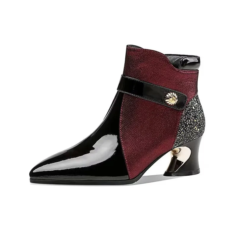 LuxeLeather Exotic Pointed Toe Ankle Boots