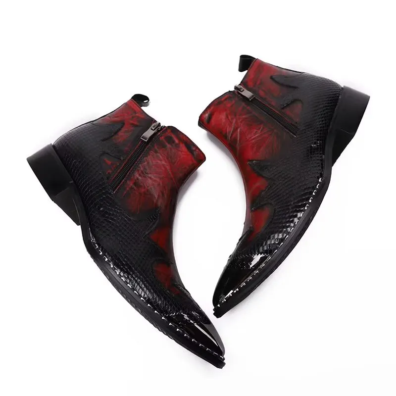 LuxeLeather Exotic Texture Ankle Boots
