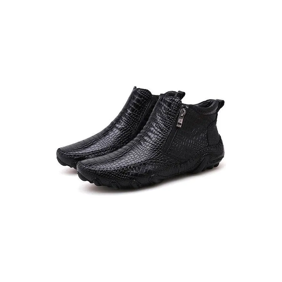 Luxury British Alligator Leather Slip-On Ankle Boots