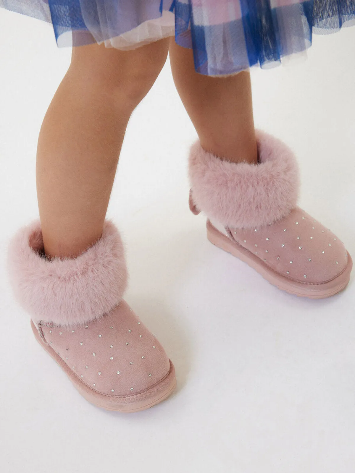 Monnalisa-rhinestone-embellished suede boots