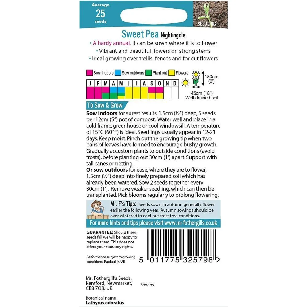 Mr Fothergill's Sweet Pea Nightingale Flower Seeds