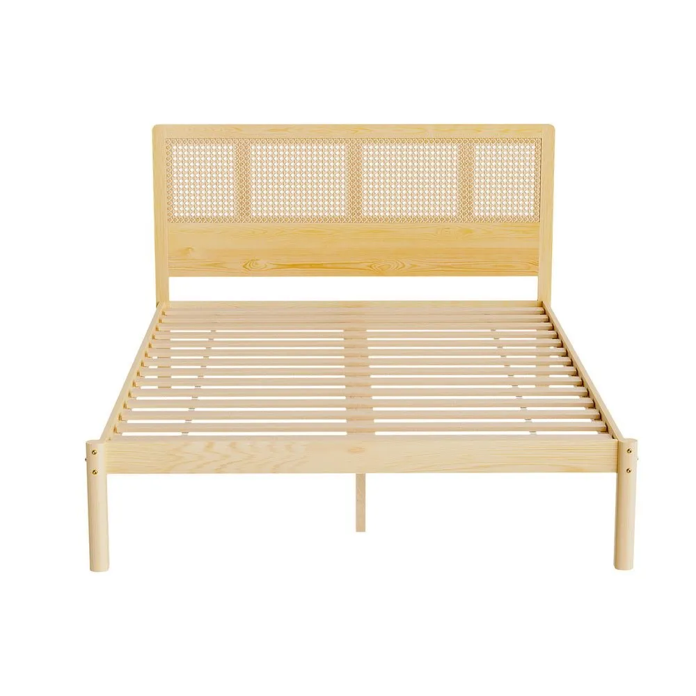 Rita Rattan Double Wooden Bed Frame Pine