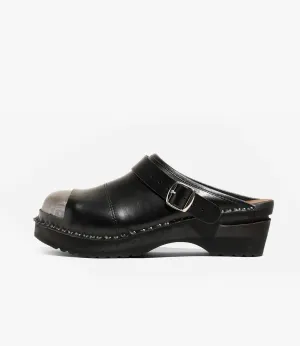 Black Leather Steel Toe Safety Clog for Workplace Protection