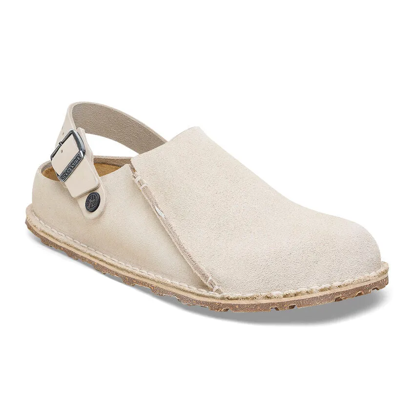 Birkenstock Lutry Womens Narrow Suede Shoes - Eggshell, Premium Model 1026346B
